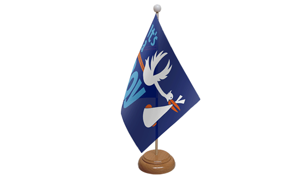 Its a Boy Small Flag with Wooden Stand